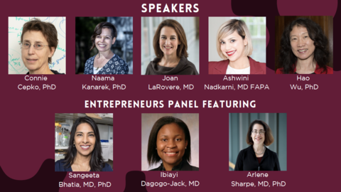 Headshots of speakers and panelists for the Women in Science Symposium.