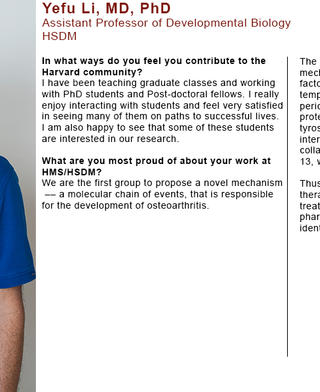 Yefu Li is wearing a blue polo and and a black lanyard with his HUID on it.