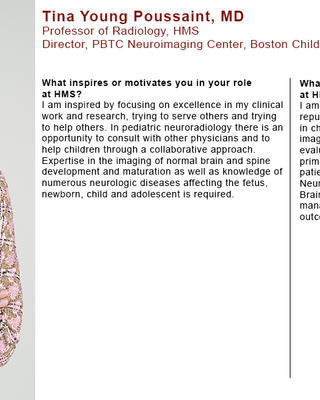 Tina Young Poussaint is wearing a pink and brown knitted jacket.